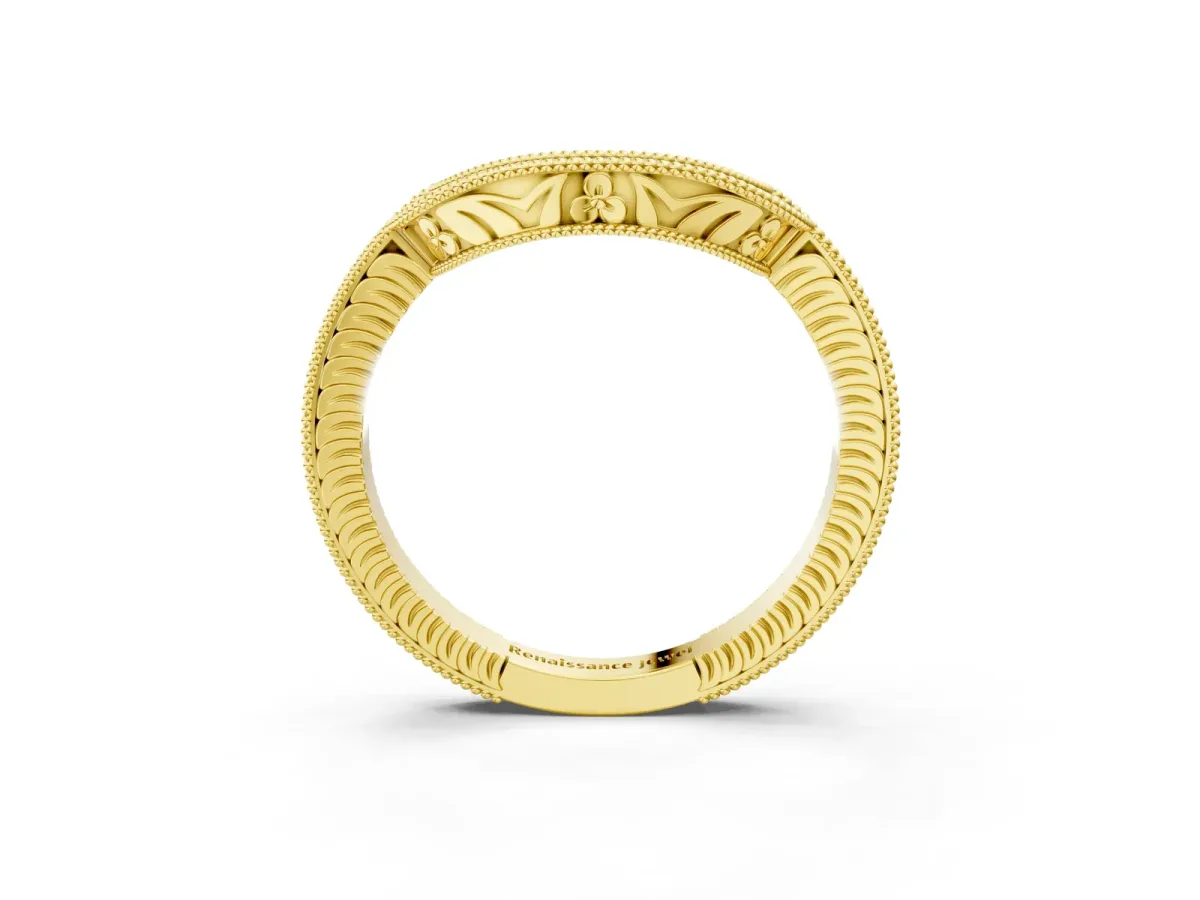 Channel Set Round Diamond Chevron Band Yellow gold
