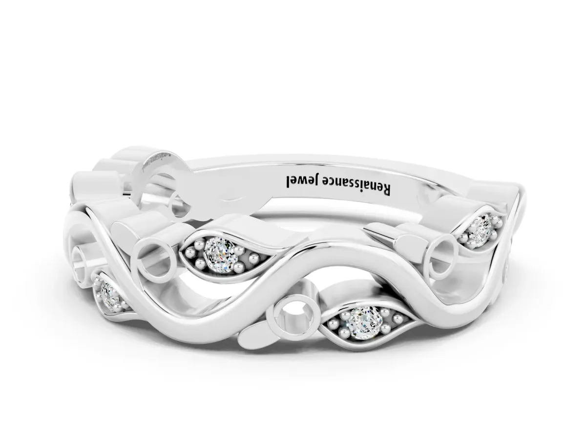 Marquise Moissanite Vine Eternity Band with Bezel Setting Silver