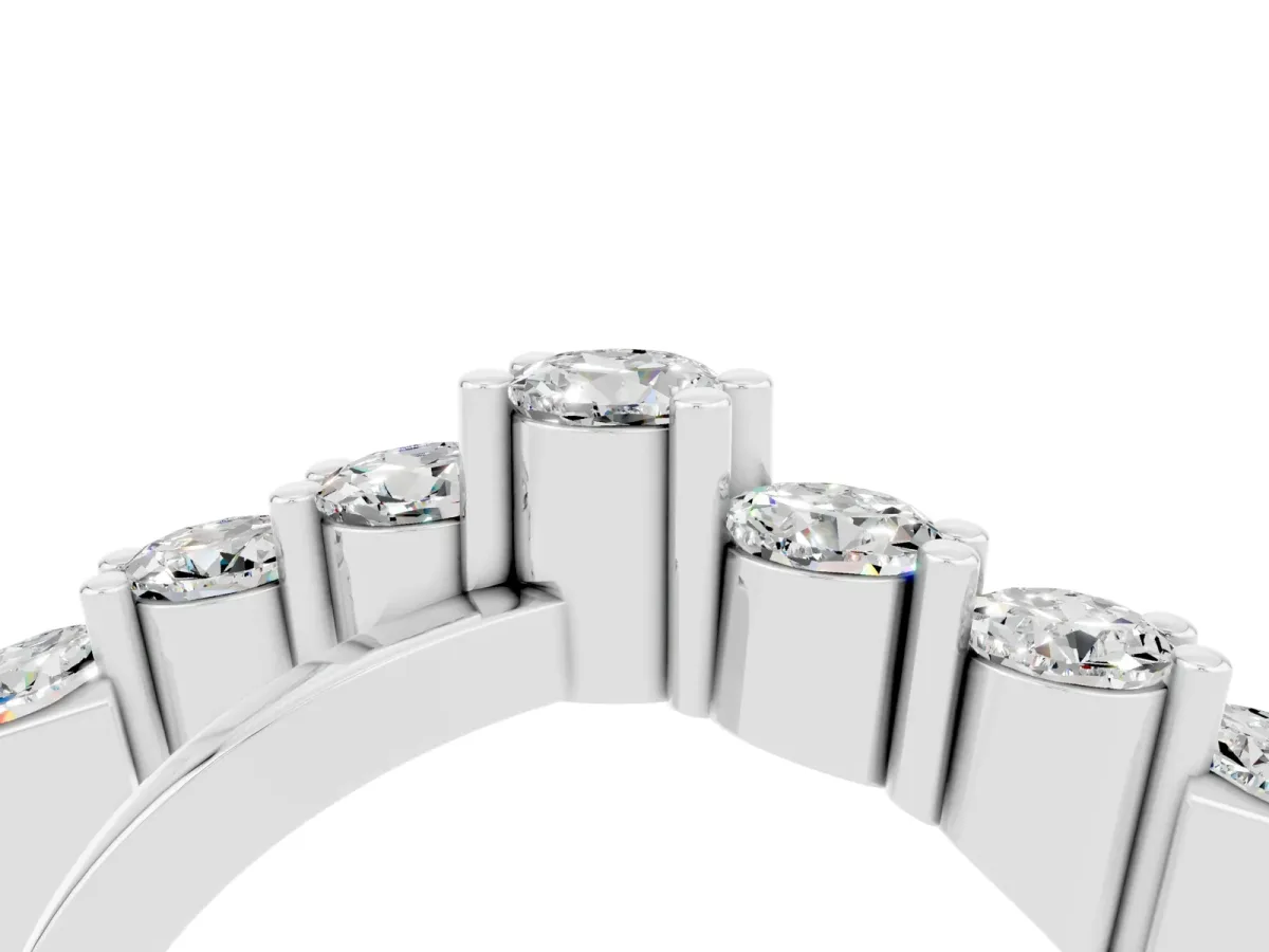 Round Moissanite Prong-Set Crossover Band Platinum