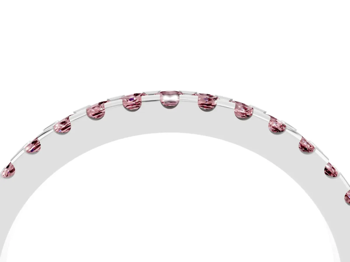 Round Morganite Pavé Set Eternity Band with Micro Prong Setting Platinum
