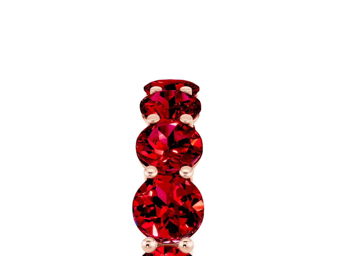 Round Ruby Shared Prong Eternity Band Rose gold