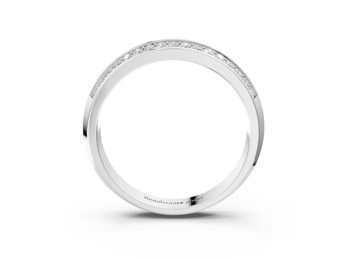 Double Row Round Diamond Channel Set Eternity Band Silver