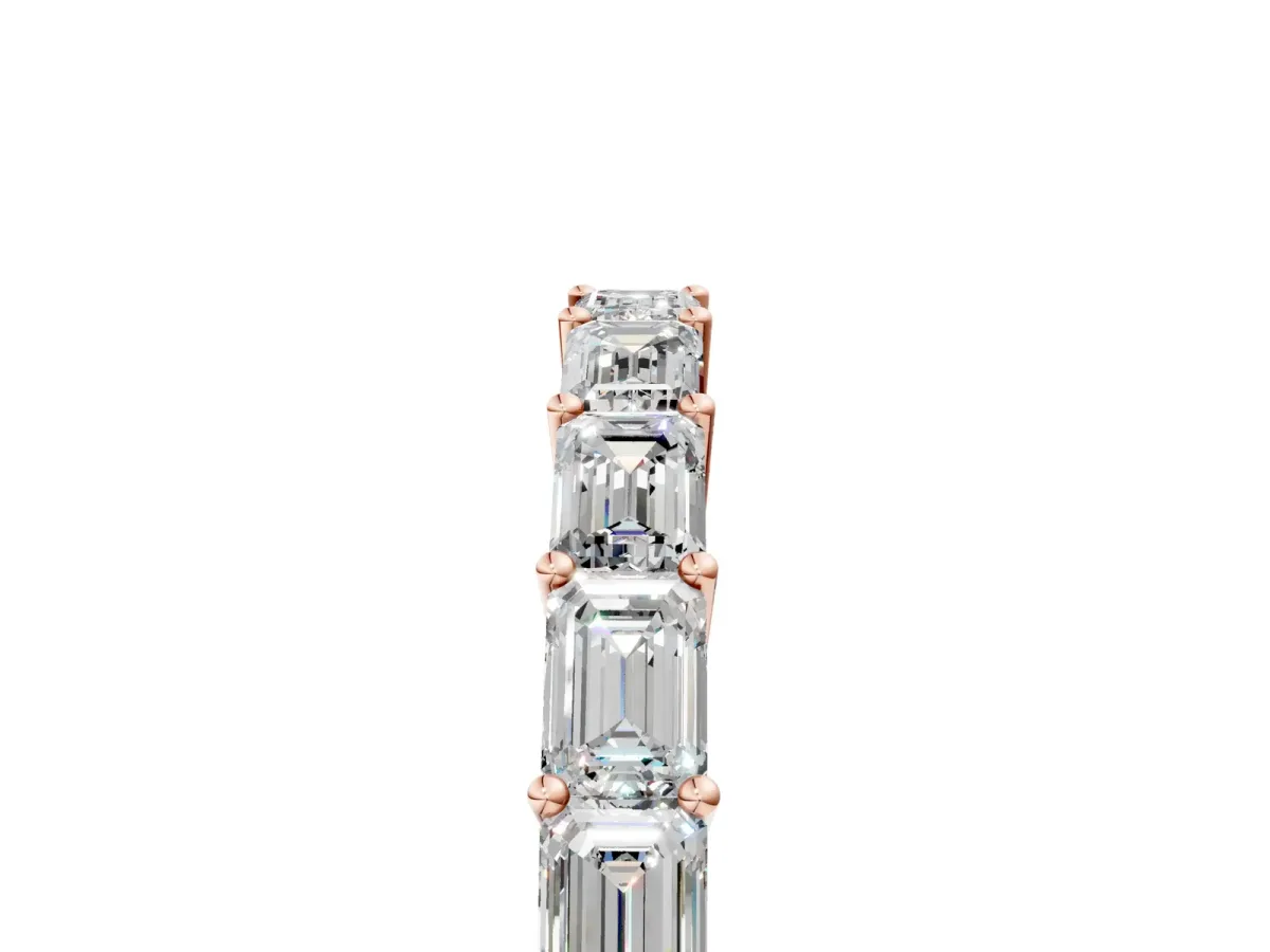 Emerald Cut Diamond Single Row Wedding Band Rose gold