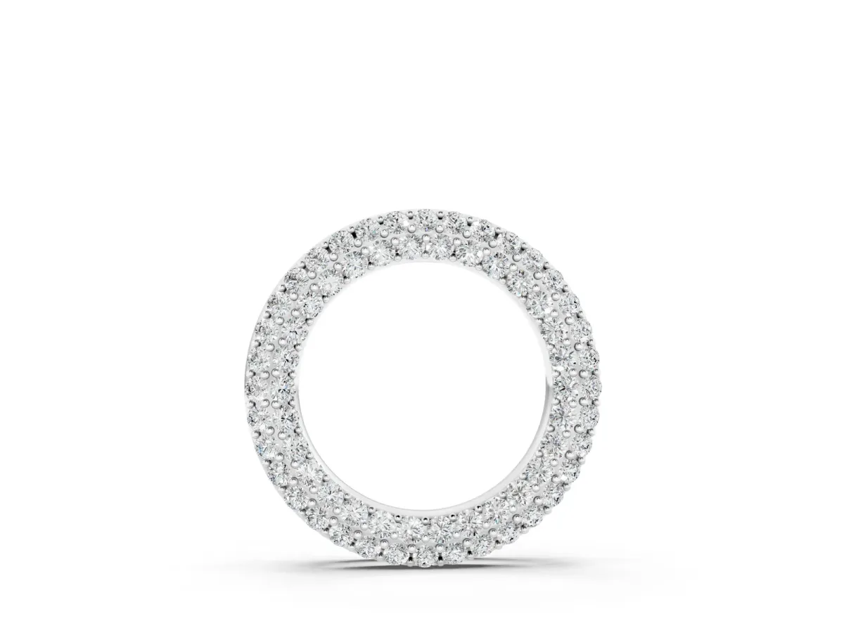 Round Pavé Diamond Circle Pendant Silver