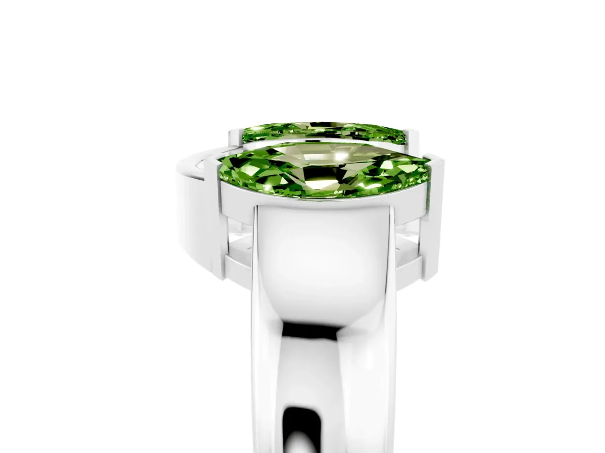 Marquise Peridot Open Band Ring with Tension Setting Platinum