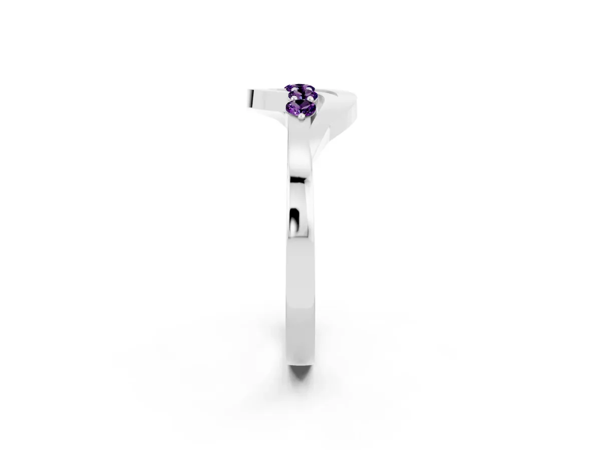 Five-Stone Round Amethyst Crossover Band with Prong Setting White gold
