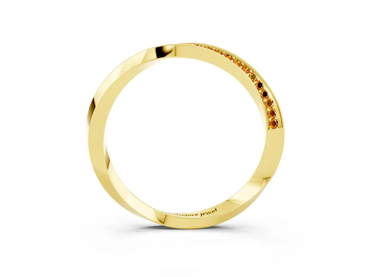 Pavé Round Citrine Twist Band Yellow gold