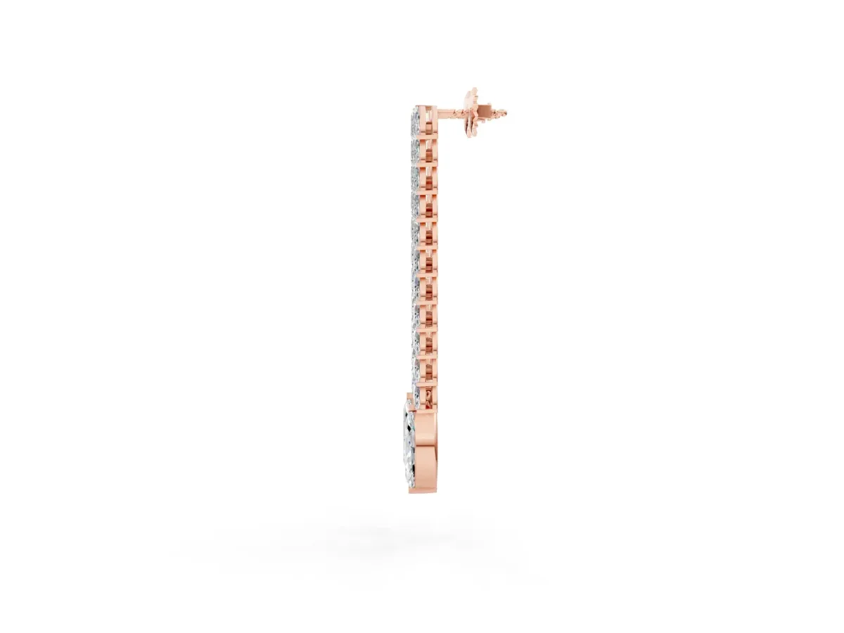 Marquise Diamond Double Row Dangle Earrings Rose gold