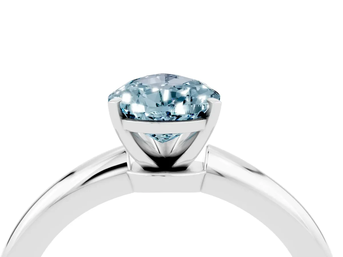 Pear Cut Aquamarine Solitaire Ring with Six-Prong Setting and Classic Band Silver