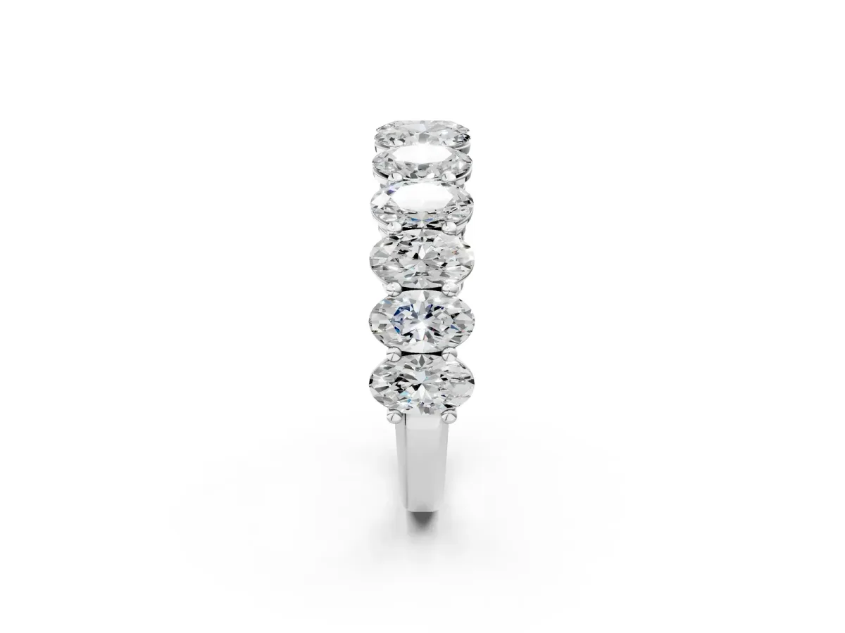 Oval Diamond Prong-Set Eternity Band Silver