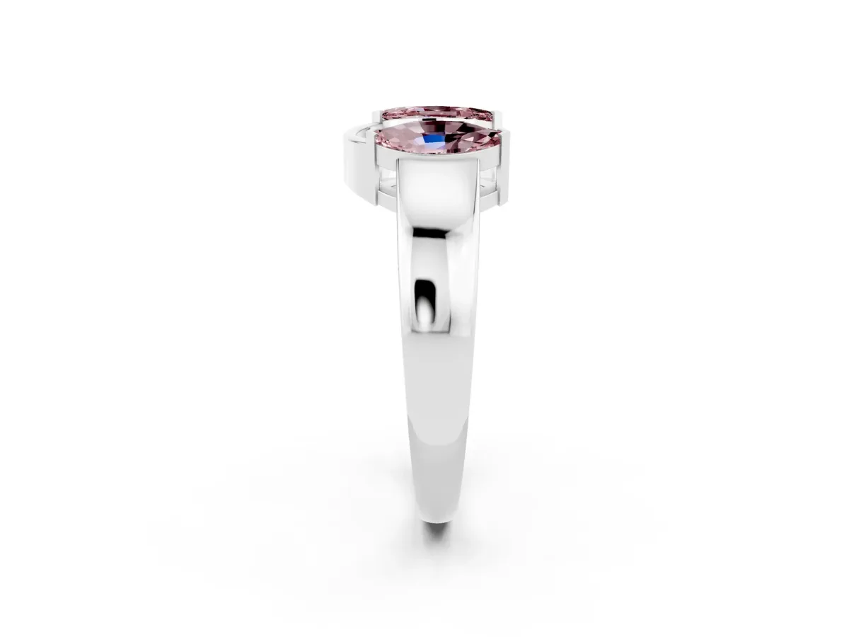 Marquise Morganite Open Band Ring with Tension Setting Silver