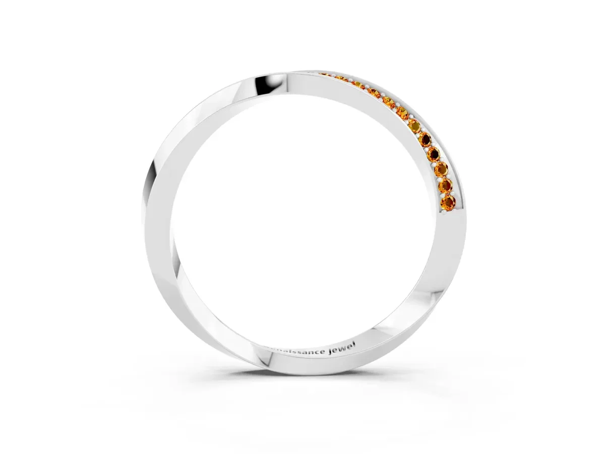 Pavé Round Citrine Twist Band White gold