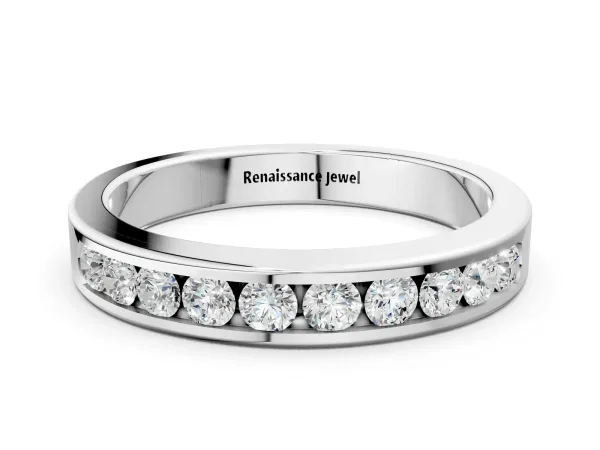 Channel-Set Round Diamond Eternity Band Silver