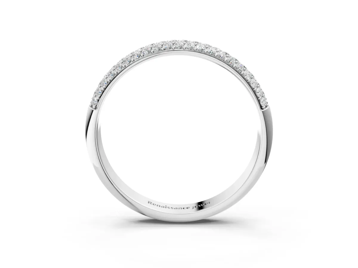 Pavé Round Diamond White Gold Eternity Band Silver