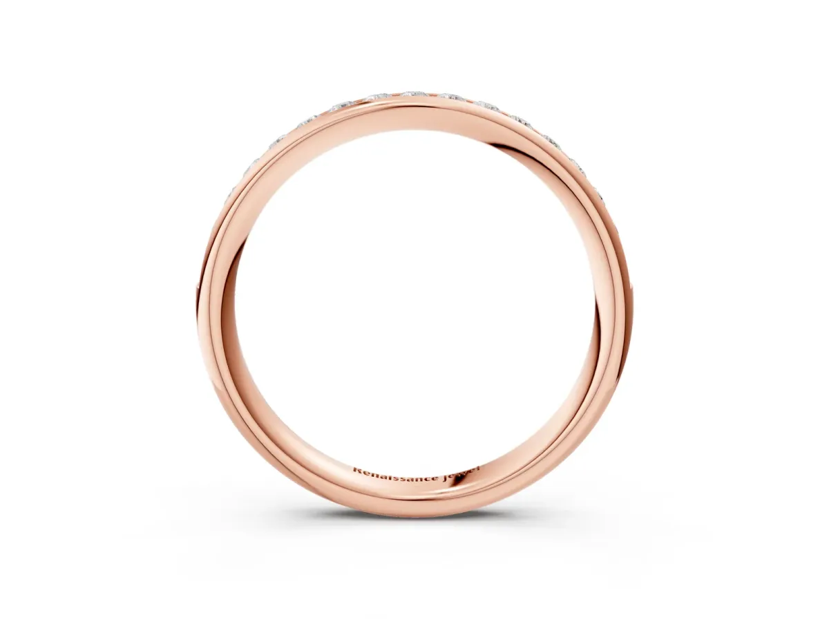 Round Diamond Channel Set Comfort Fit Band Rose gold