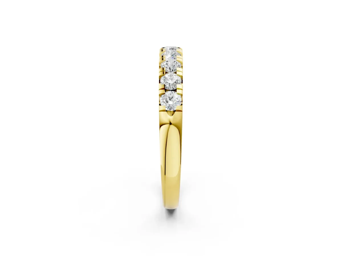 Round Diamond Half-Eternity Prong Set Band Yellow gold