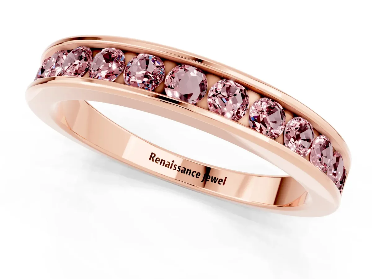 Channel Set Round Morganite Eternity Band Rose gold