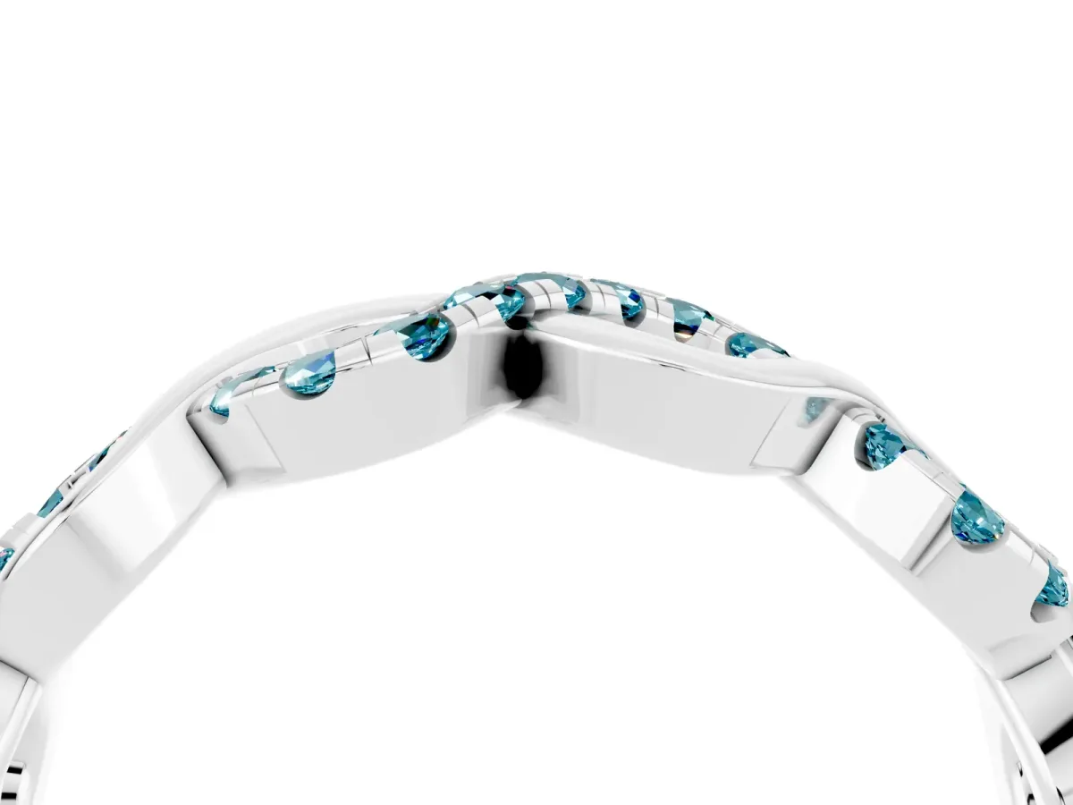 Twist Infinity Round Blue Topaz Band with Pavé Setting Silver