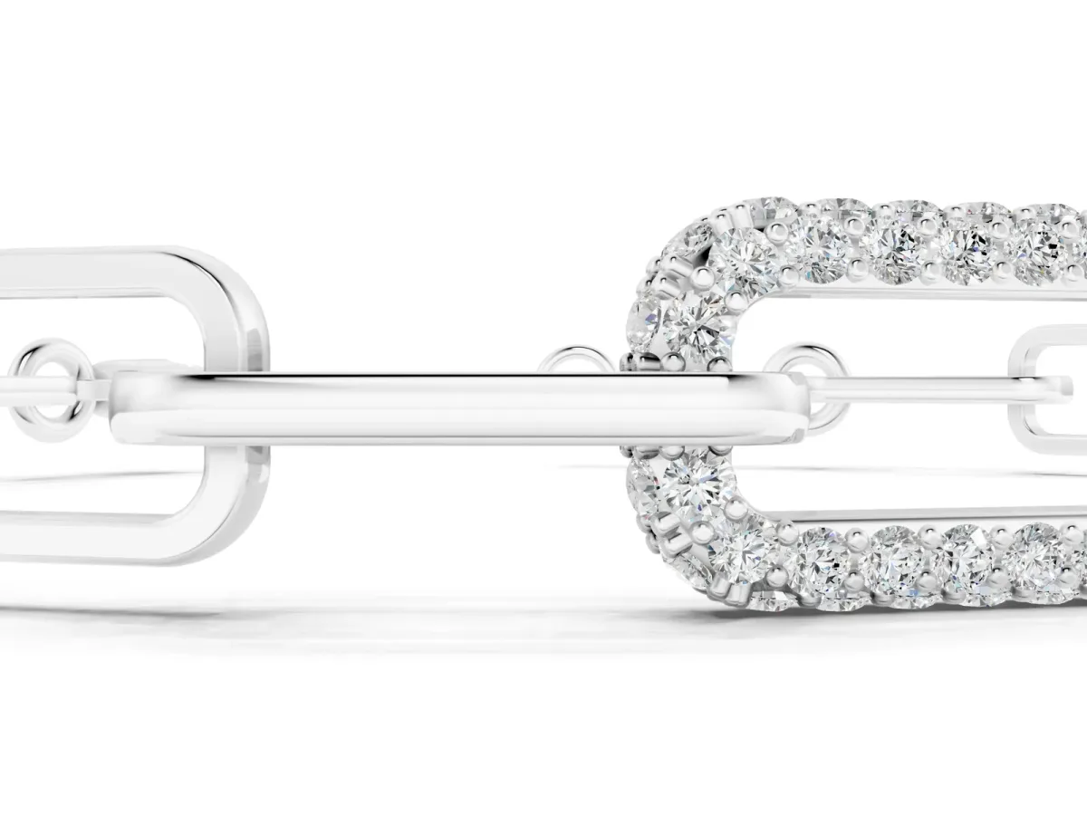 Pavé Round Diamond Link Bracelet with Four-Prong Setting White gold