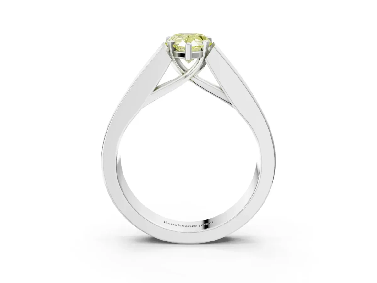 Fancy Yellow Pear Cut Cut Channel Set Solitaire Ring with Four-Prong Setting Silver