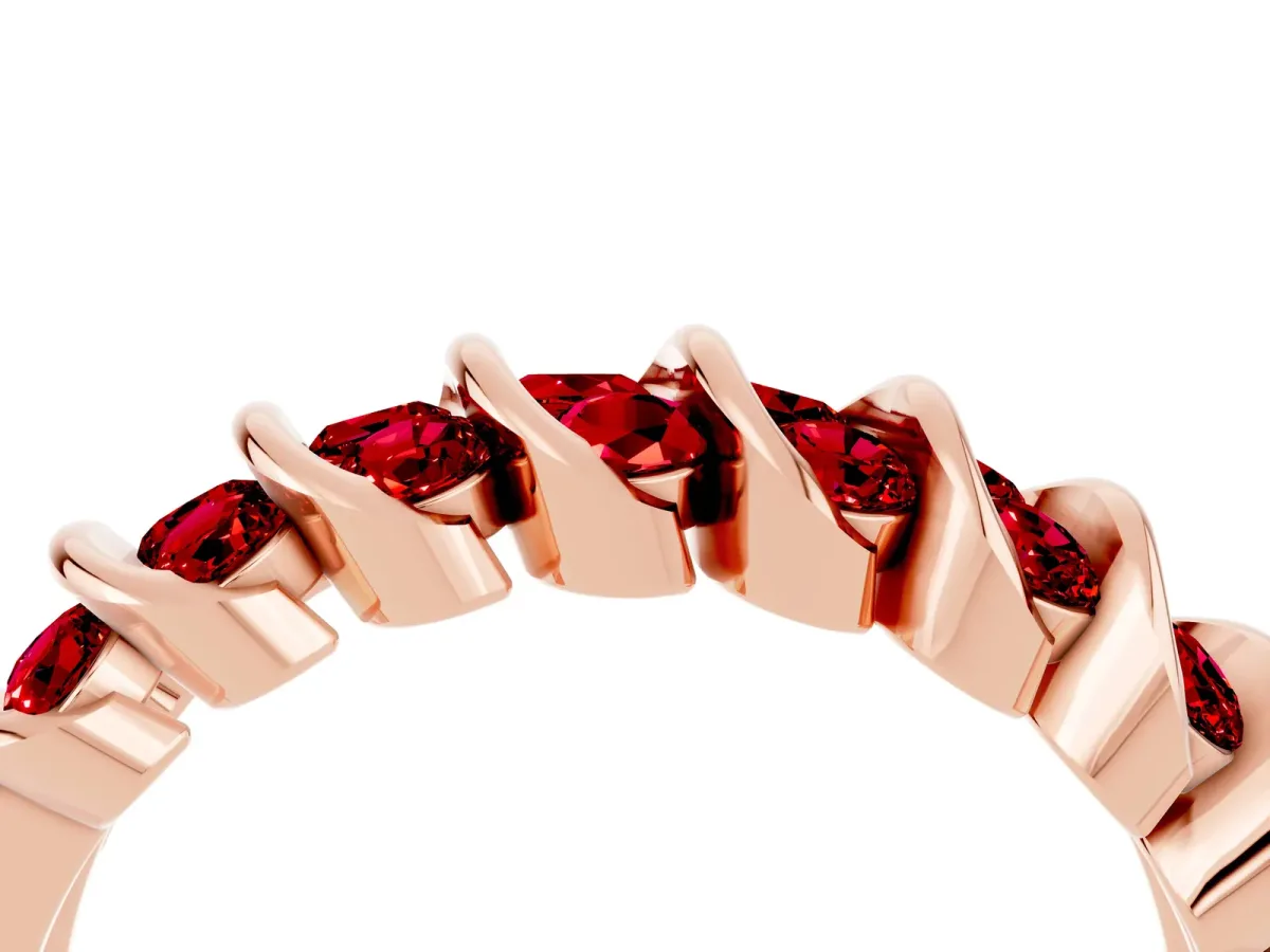 Channel Set Round Ruby Multi-Row Band Rose gold
