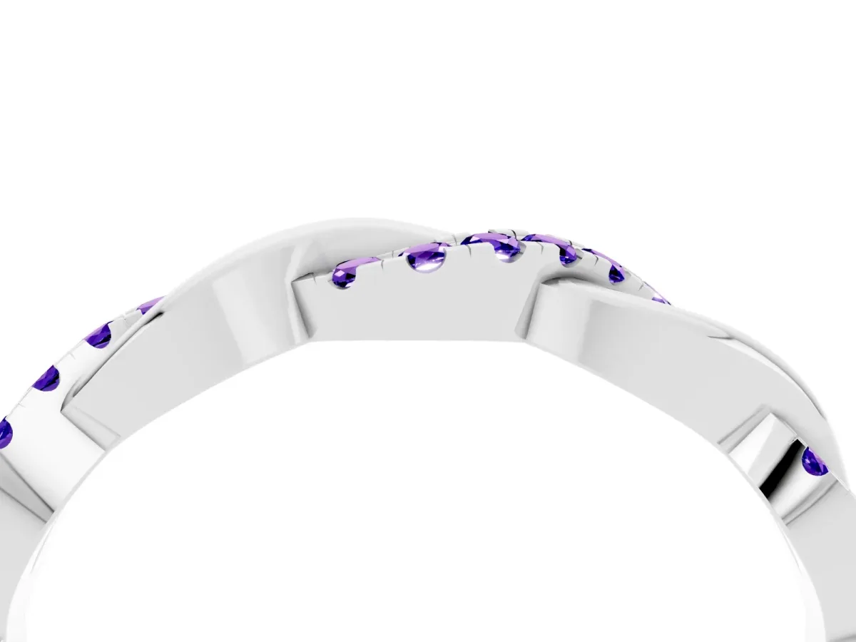 Round Tanzanite Twist Eternity Band with Pavé Setting Silver
