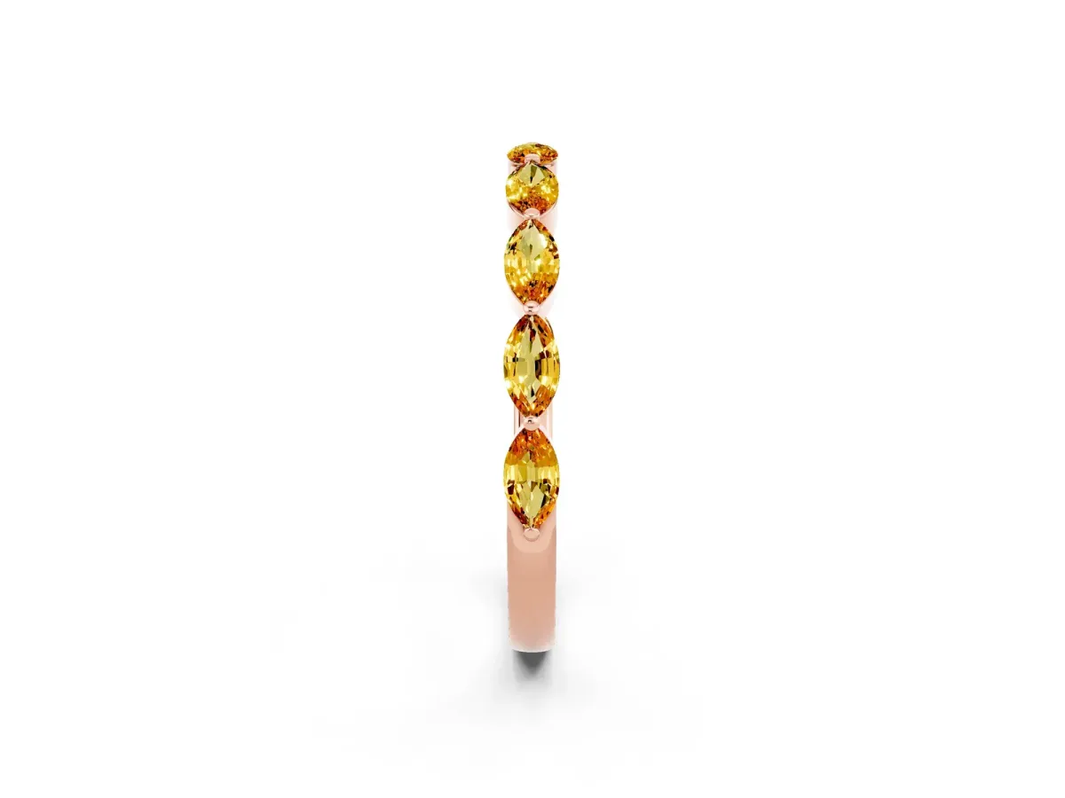 Marquise Citrine Half Eternity Band with Prong Setting Rose gold