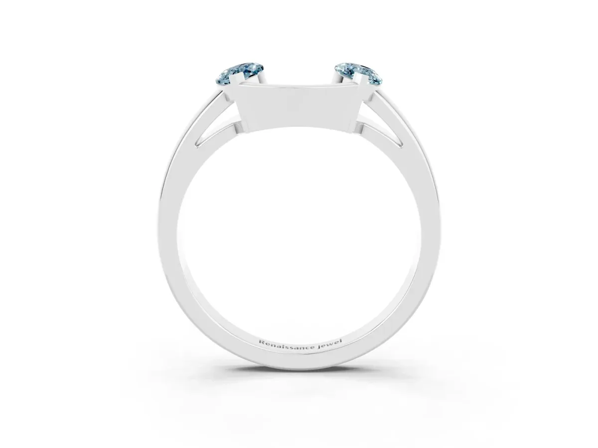 Marquise Aquamarine Open Band Ring with Tension Setting Silver