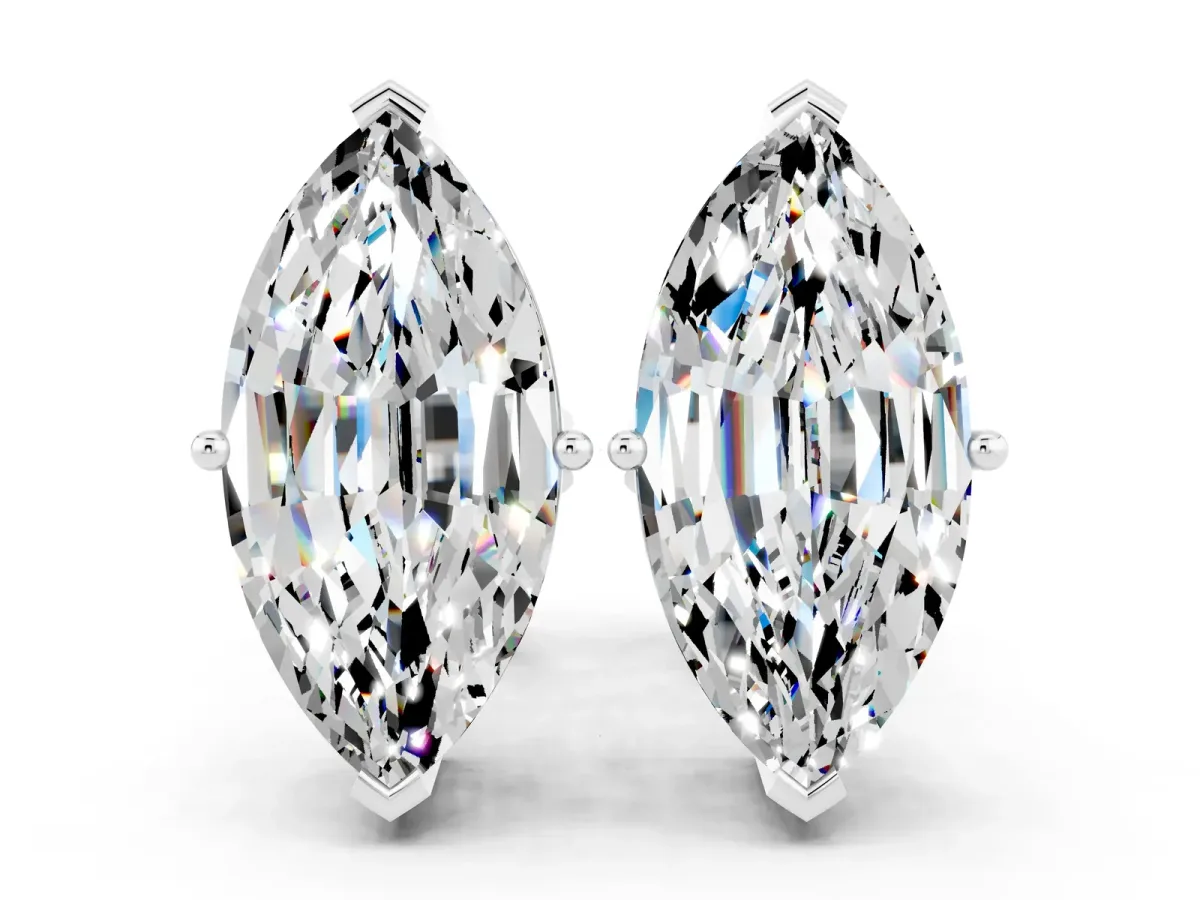 Marquise Cut Moissanite Stud Earrings Silver
