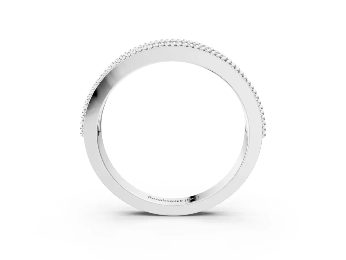Round Diamond Twist Milgrain Band with Bezel Setting Silver
