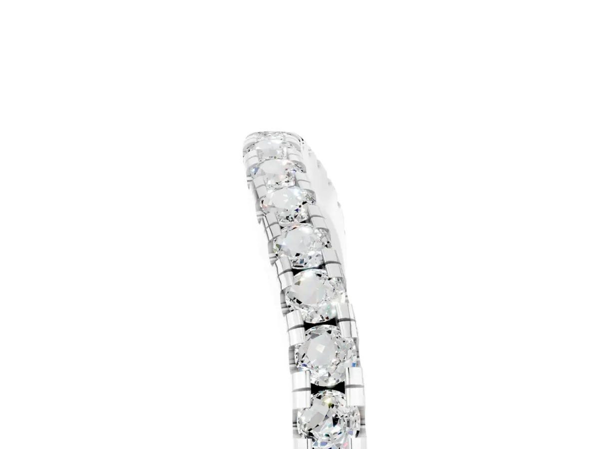 Round Moissanite Pavé Half Eternity Band with Shared Prong Setting Platinum