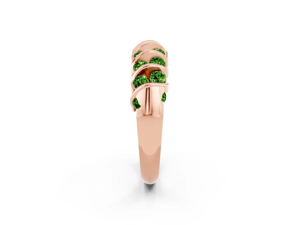 Channel Set Round Peridot Multi-Row Band Rose gold
