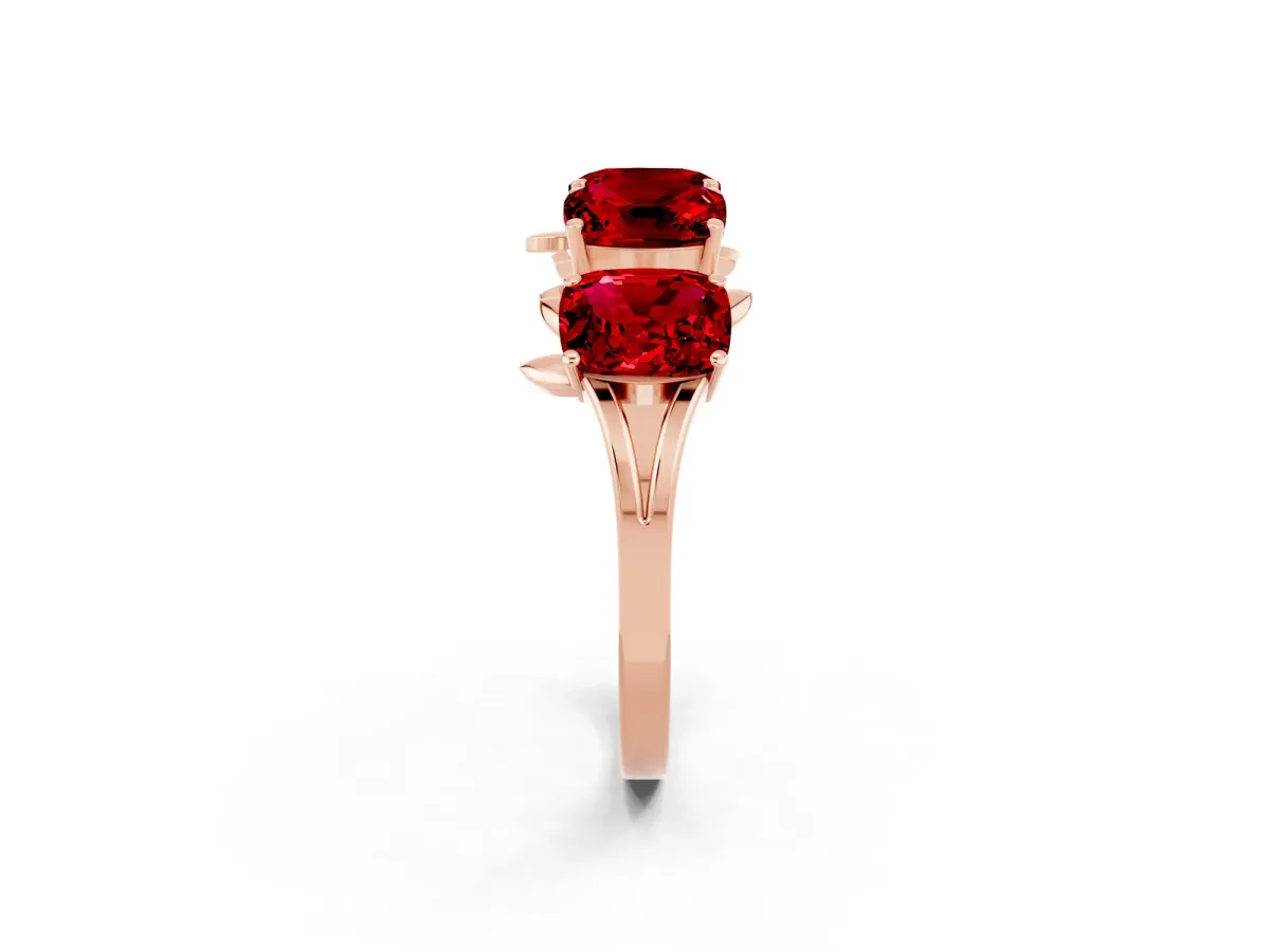 Emerald Cut Ruby Prong-Set Half Eternity Band Rose gold