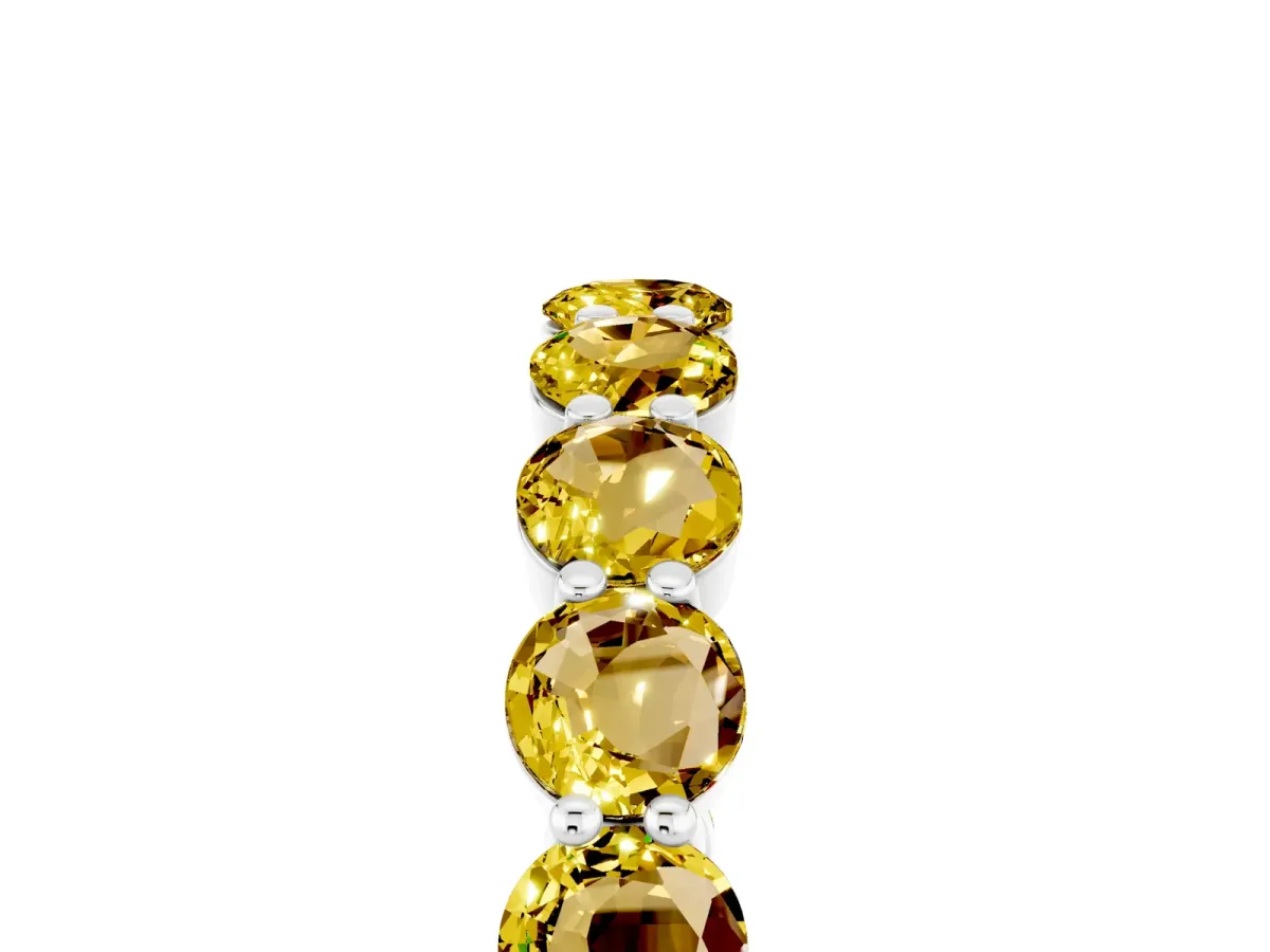 Round Yellow Sapphire Eternity Band with U-Prong Setting Silver