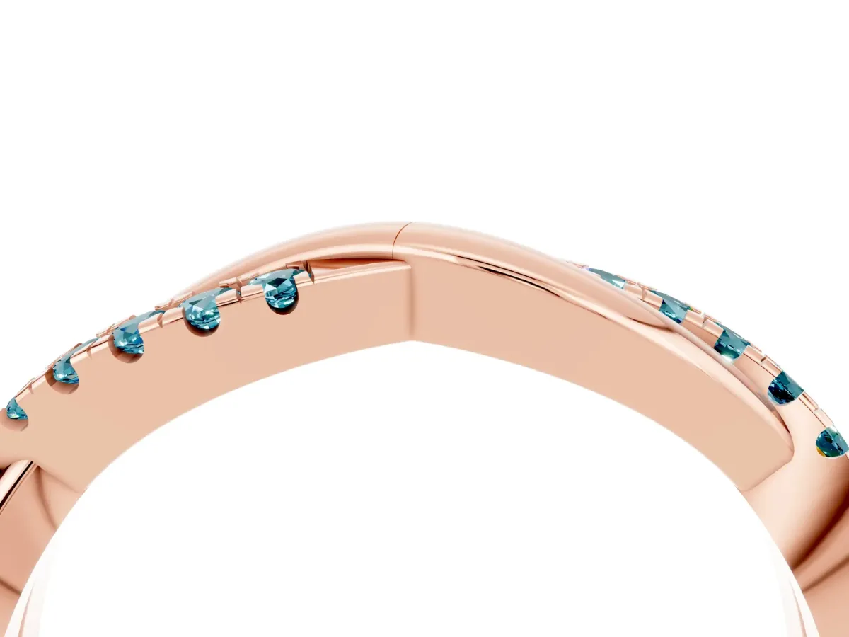Round Blue Topaz Twisted Infinity Band with Prong Setting Rose gold