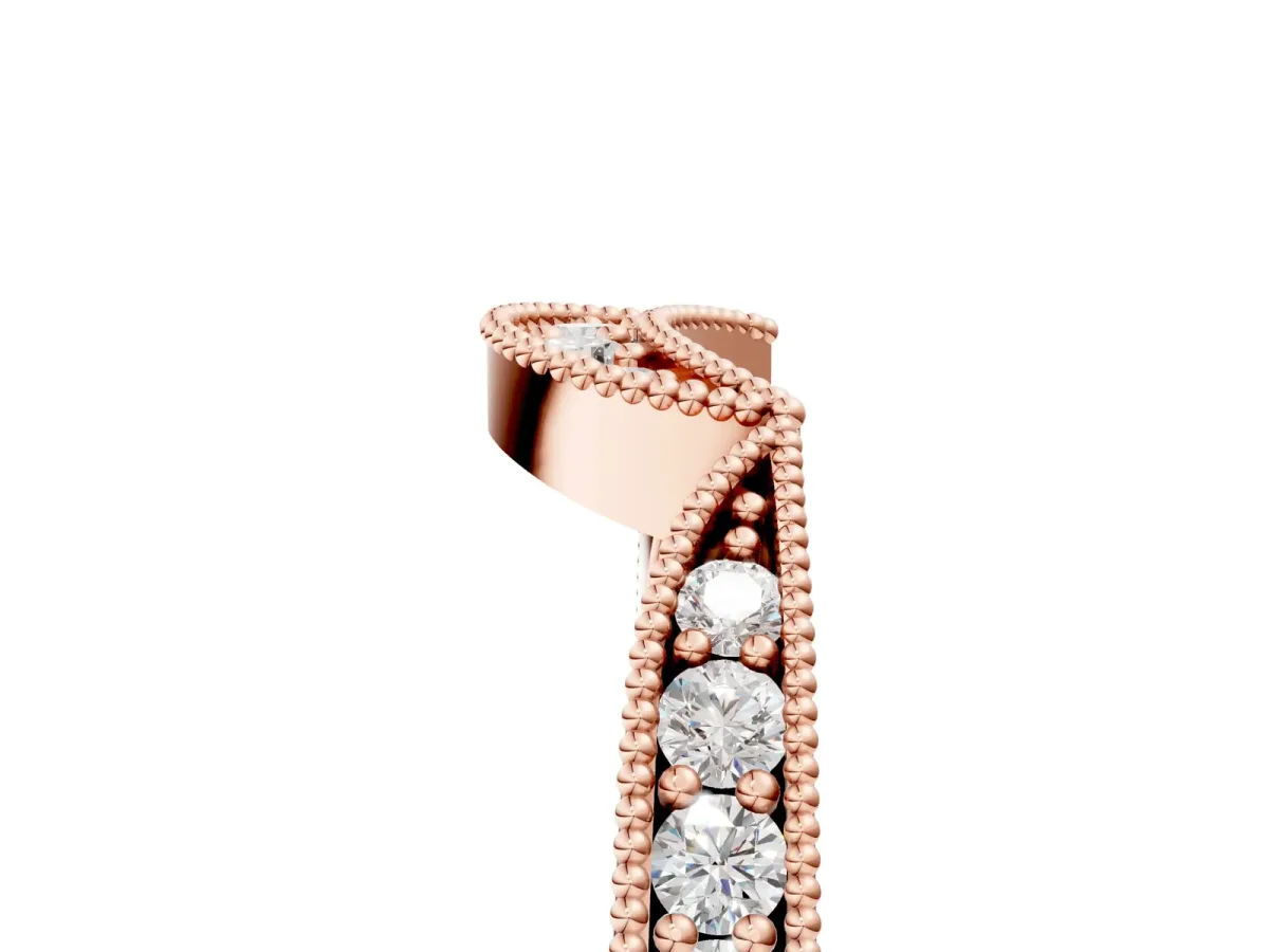 Pavé Round Diamond Contour Milgrain Band Rose gold