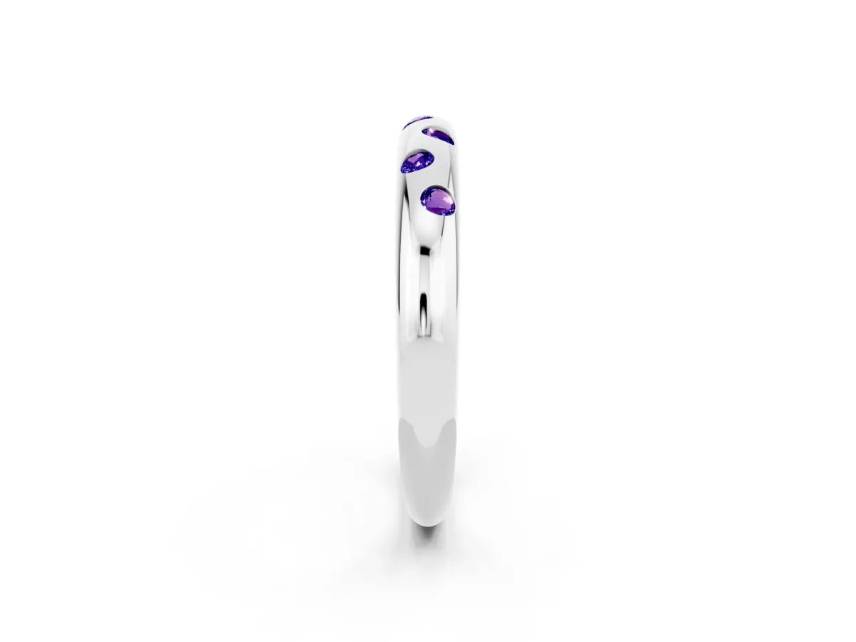 Round Tanzanite Flush-Set Comfort Fit Band Platinum