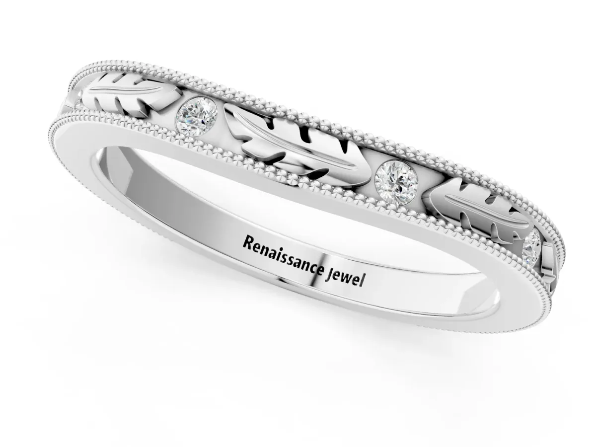 Milgrain Bezel Set Round Diamond Eternity Band Platinum