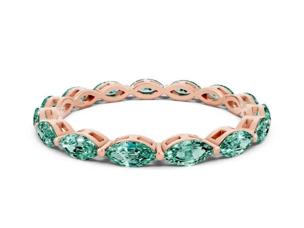 Marquise Green Sapphire Eternity Band with U-Prong Setting Rose gold