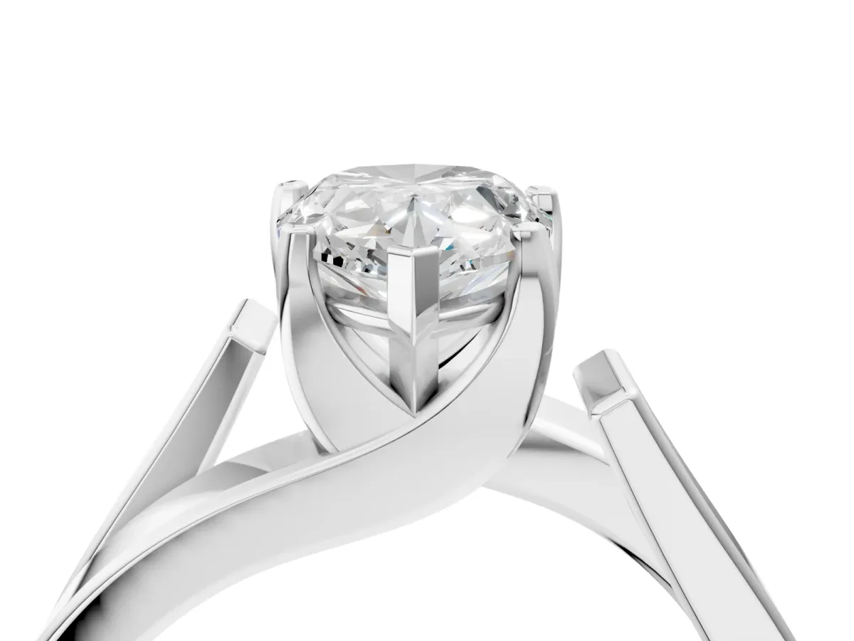 Modern Tension Set Pear Cut Diamond Solitaire Wide Band Ring Platinum