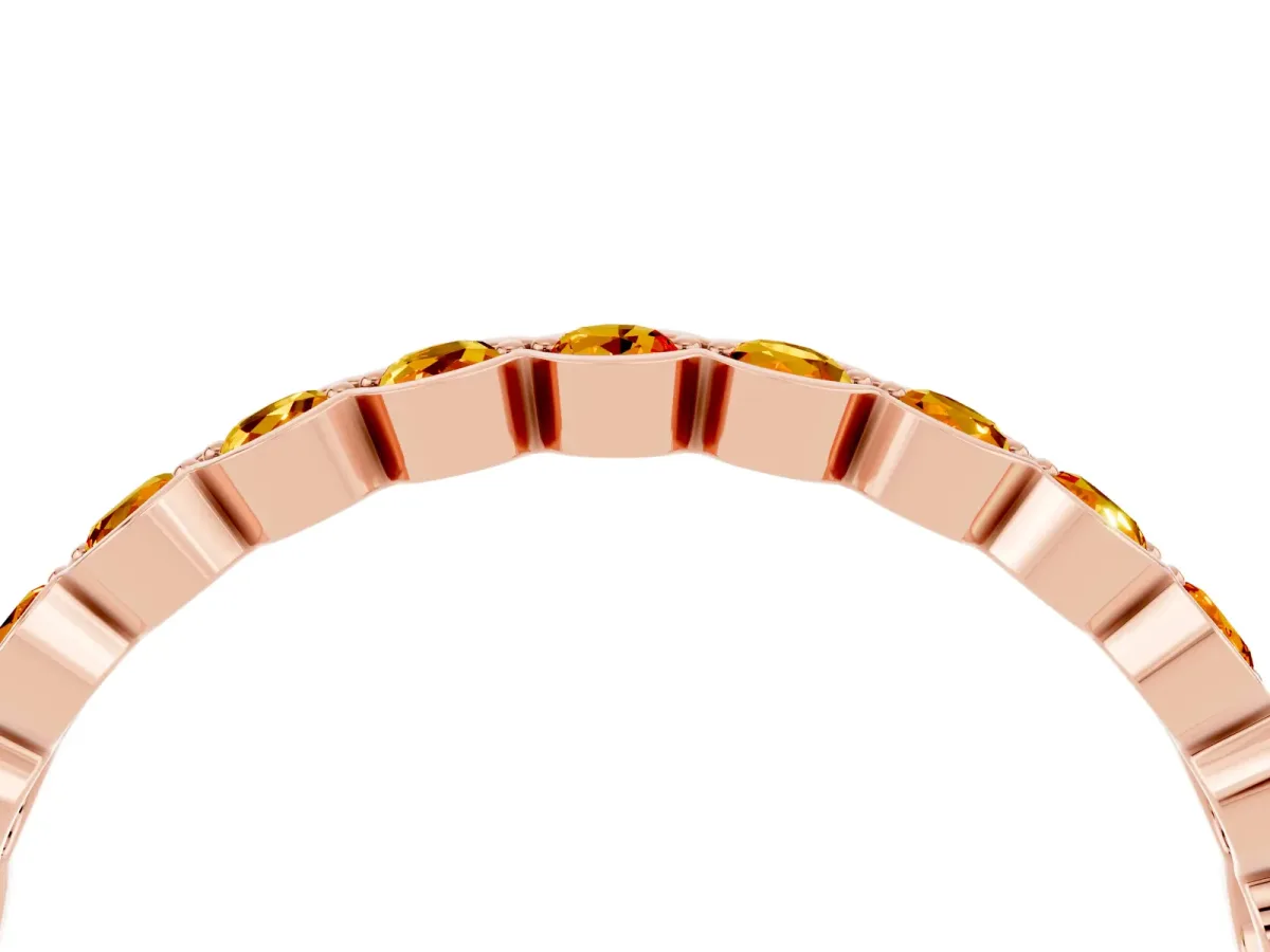 Round Citrine Bezel Set Eternity Band Rose gold