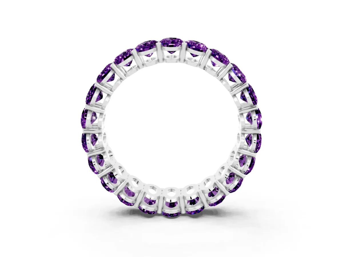Oval Cut Amethyst Eternity Band with Shared Prong Setting Silver