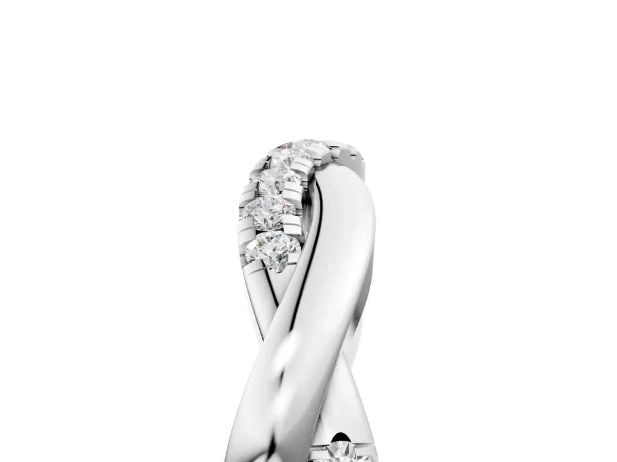Twisted Pavé Round Diamond Infinity Band White gold