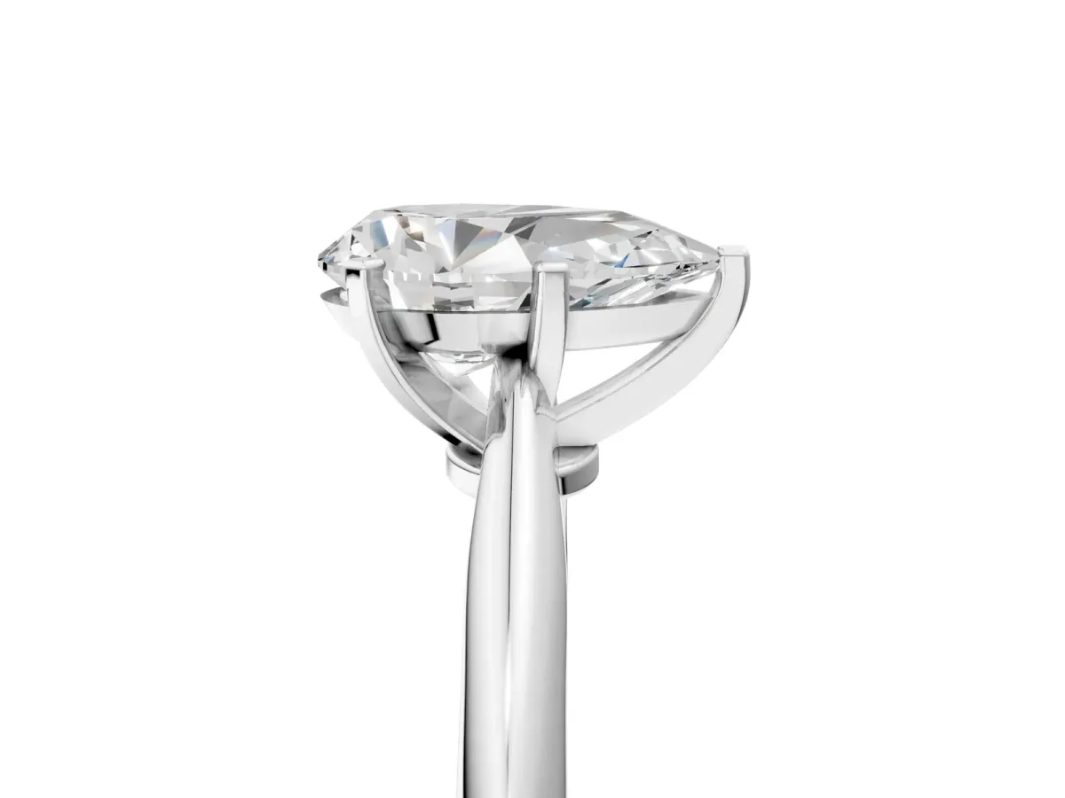 Pear Cut Diamond Solitaire Engagement Ring with Classic Band and Four-Prong Setting Silver