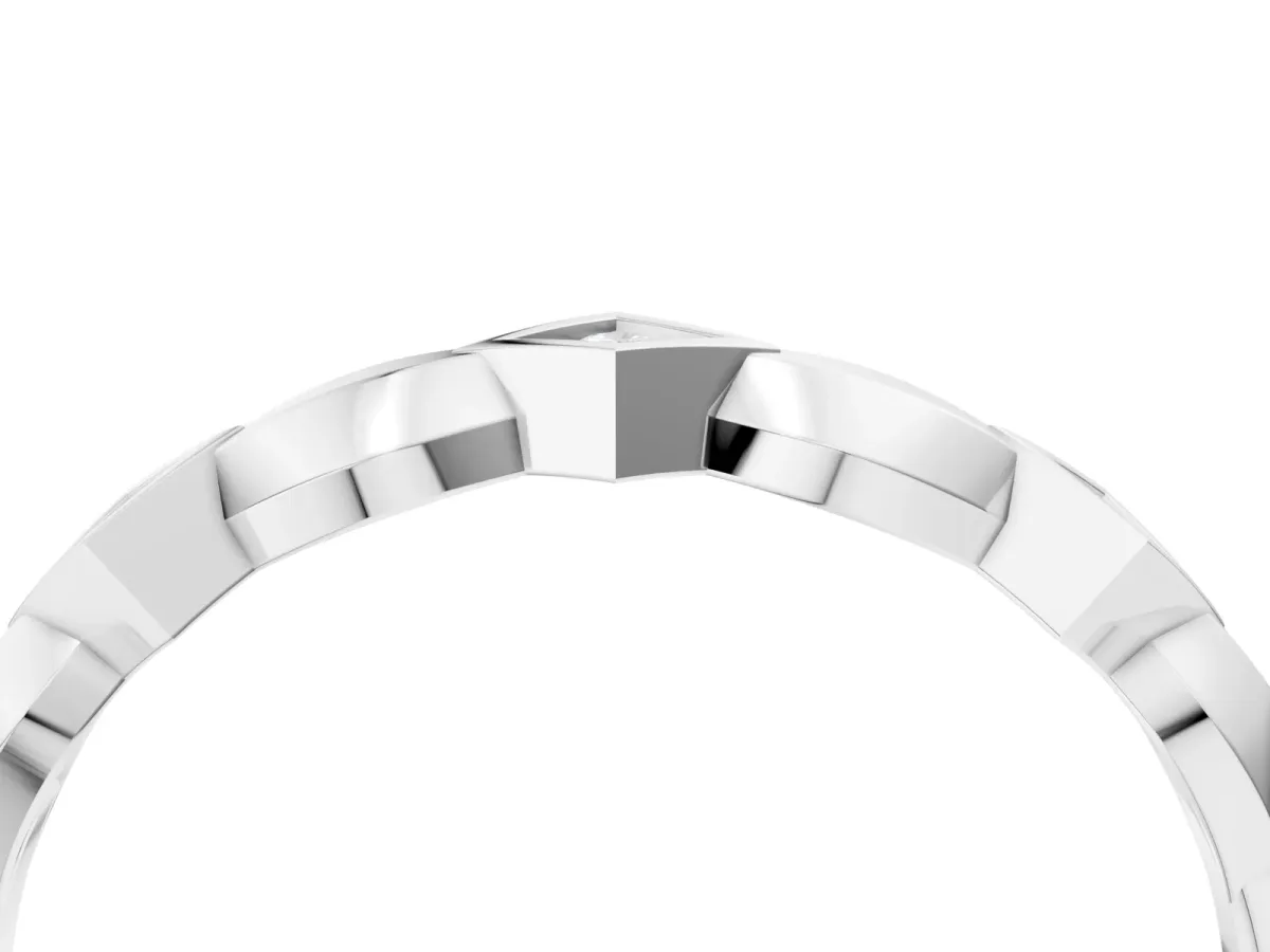 Square Diamond Twist Band with Bezel Setting Platinum