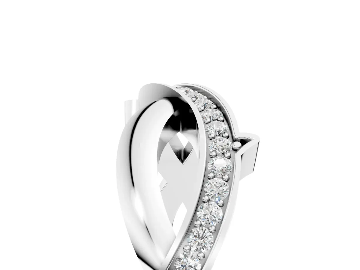 Pavé Round Diamond Twist Band with Channel Setting Platinum