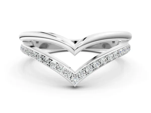 Pavé Round Diamond Chevron Band with Channel Setting White gold
