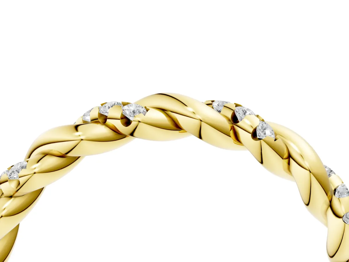 Twisted Pavé Round Diamond Eternity Band Yellow gold