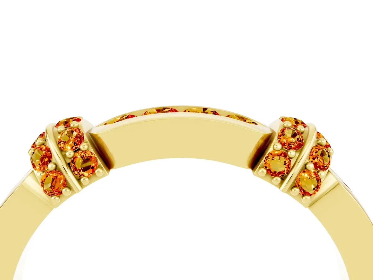 Pavé Round Citrine Link Band with Bezel Setting Yellow gold
