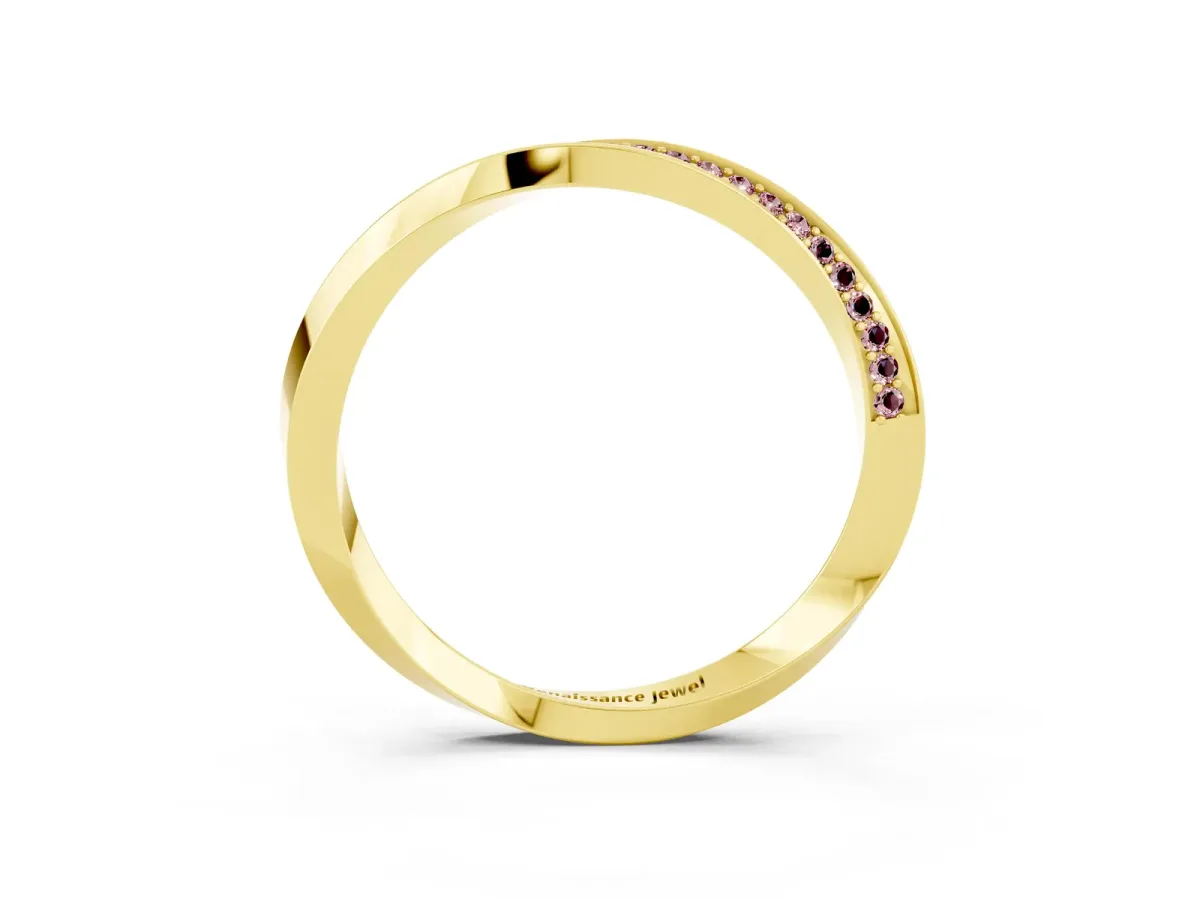 Pavé Round Morganite Twist Band Yellow gold